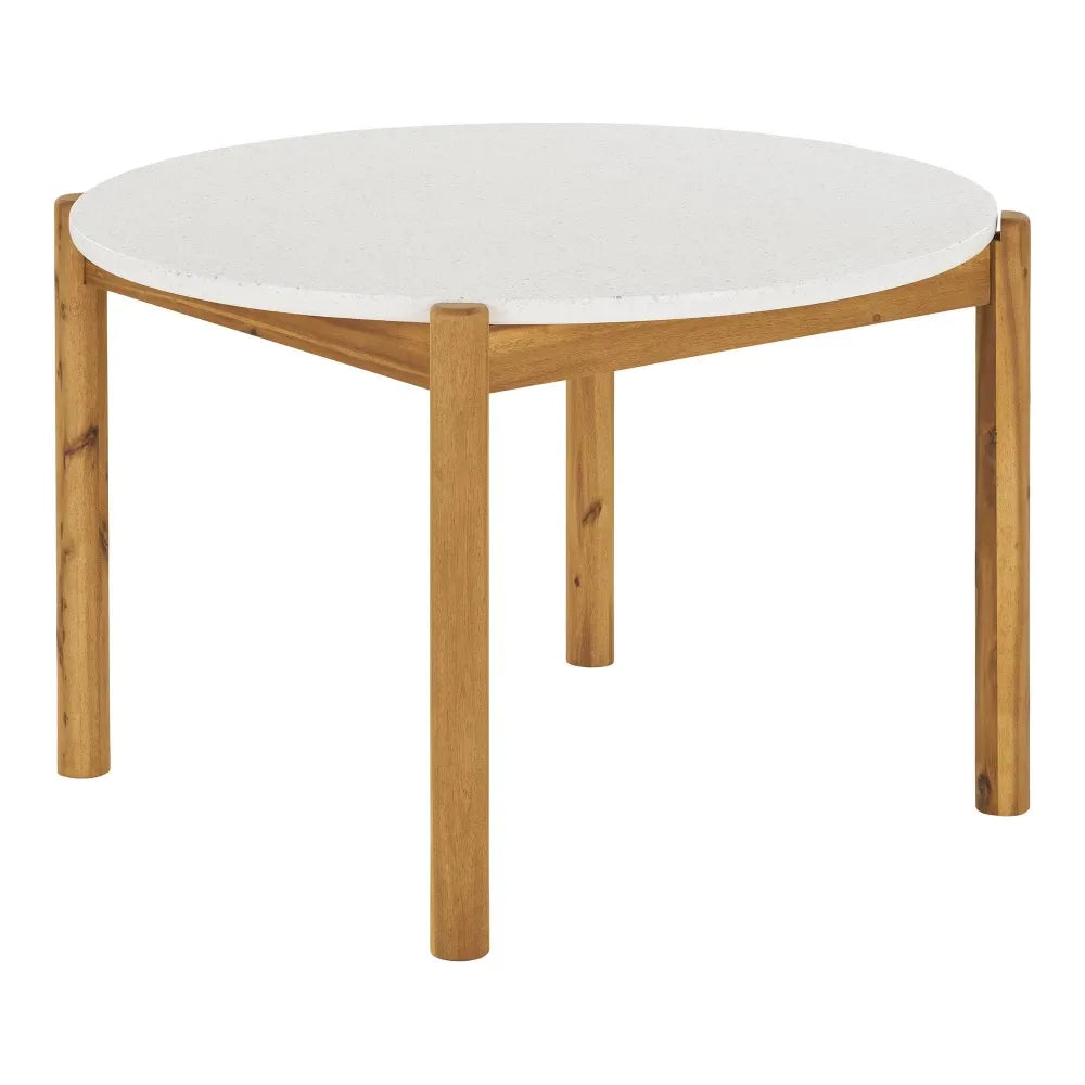 Masa de exterior cu blat din Terrazzo Alb si picioare din Lemn de salcam Maro D185xH95cm Terracina
