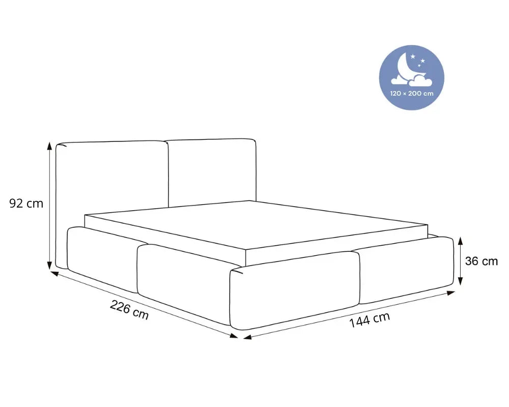 Pat 120 x 200 tapitat cu Stofa boucle Now or never Bej inchis Elara