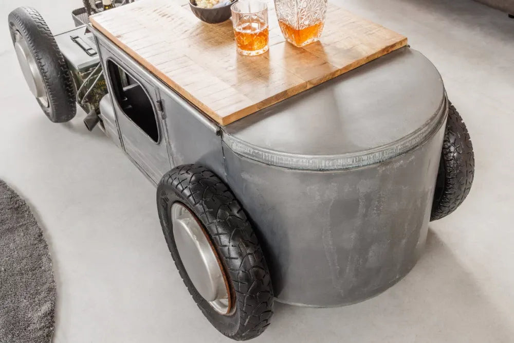 Masuta de cafea din Lemn de mango Maro si Metal Gri L165xH56cm Hot rod