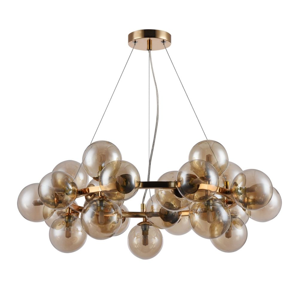 Lustra rotunda cu inaltime reglabila din Sticla Auriu cu 25 becuri D69xH136cm Dallas