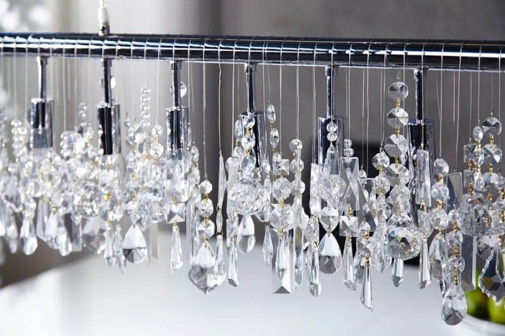 Candelabru din Metal Argintiu si Acrilic Transparent L120xH30cm Diamonds