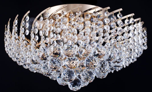 Candelabru Rotund din Metal si Cristal Auriu/Transparent Karolina D41xH24cm