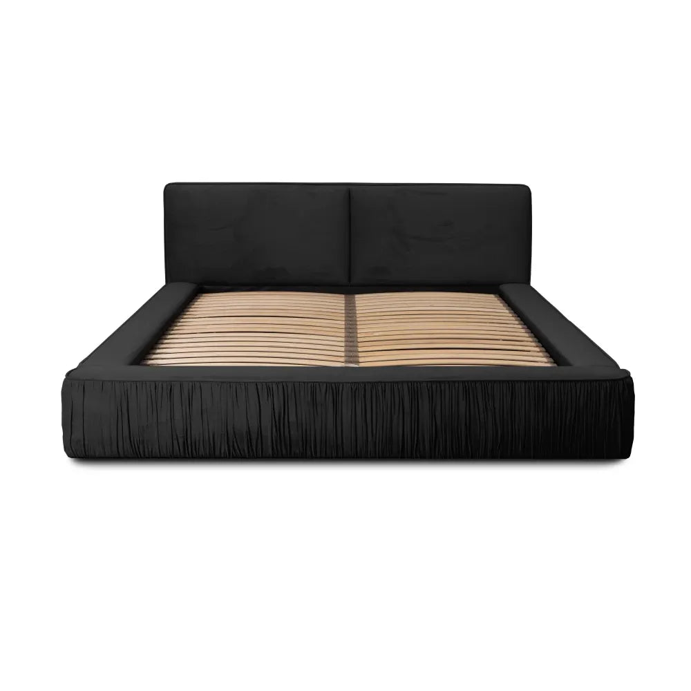 Pat 160x200cm tapitat cu Catifea Negru Naomi