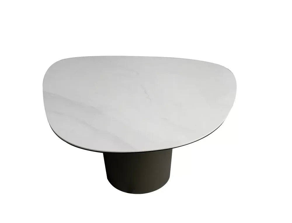 Masuta de cafea din Metal Cupru si Sticla securizata+Ceramica Alb lucios cu efect de marmura L75xH50cm Bello