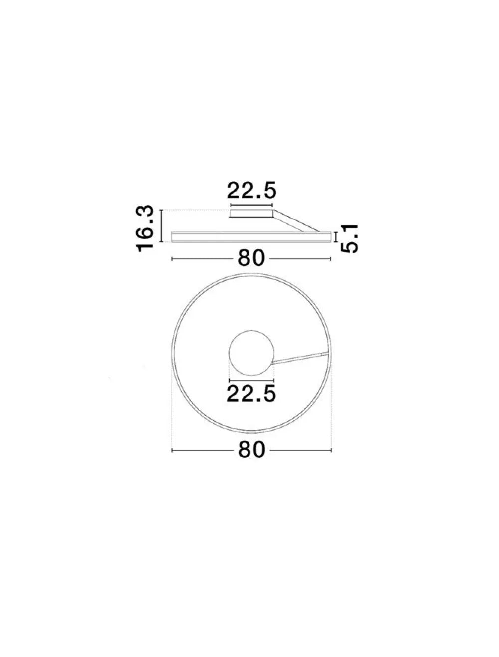 Plafoniera din Metal Negru H16.3xD80cm 48W 3118Lm IP20 Bianco