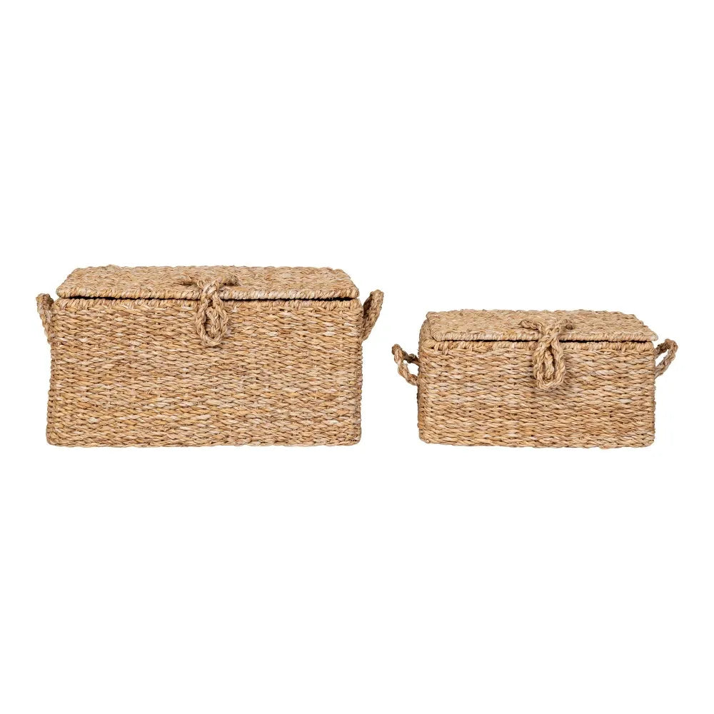 Set 2 cutii depozitare impletite natural Maro H15/20xL22/28cm Bogra
