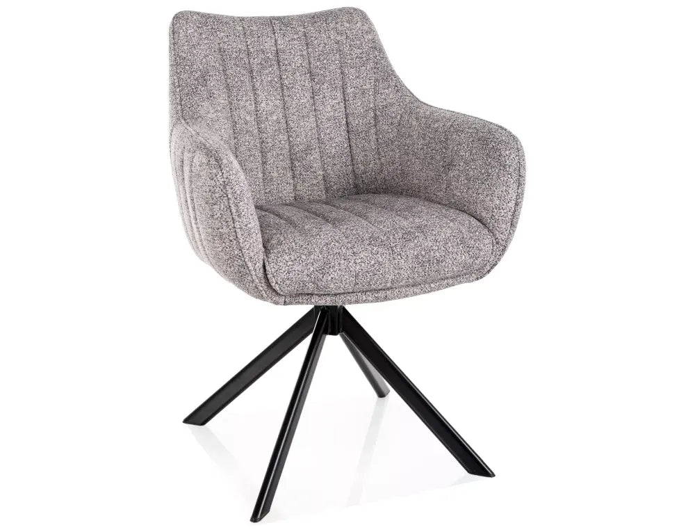 Scaun rotativ din Stofa Leo Gri si Metal Negru H86xL61xA58cm Azalia
