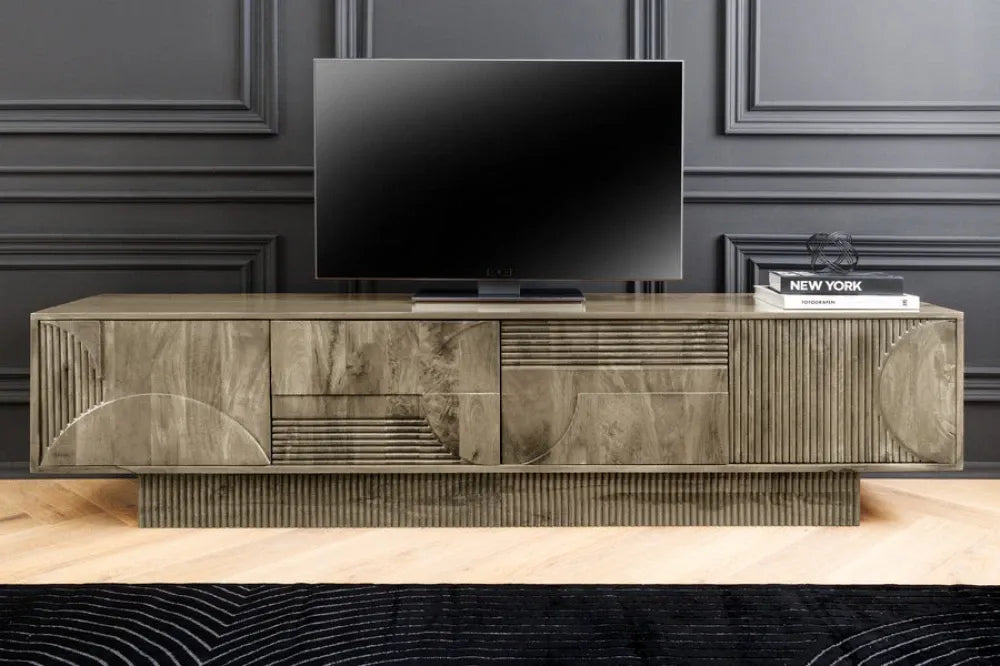 Comoda TV din Lemn de mango Gri L200xH50cm ART DECO