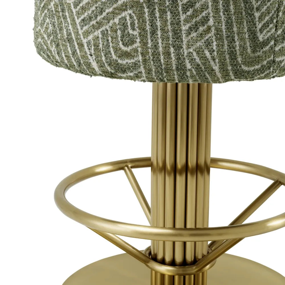 Scaun de bar rotativ tapitat cu Stofa Verde D45.5xH78cm Carleton Eichholtz