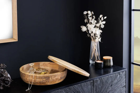 Bol decorativ cu capac din Lemn de mango wood Maro H12xD38cm Pure Nature