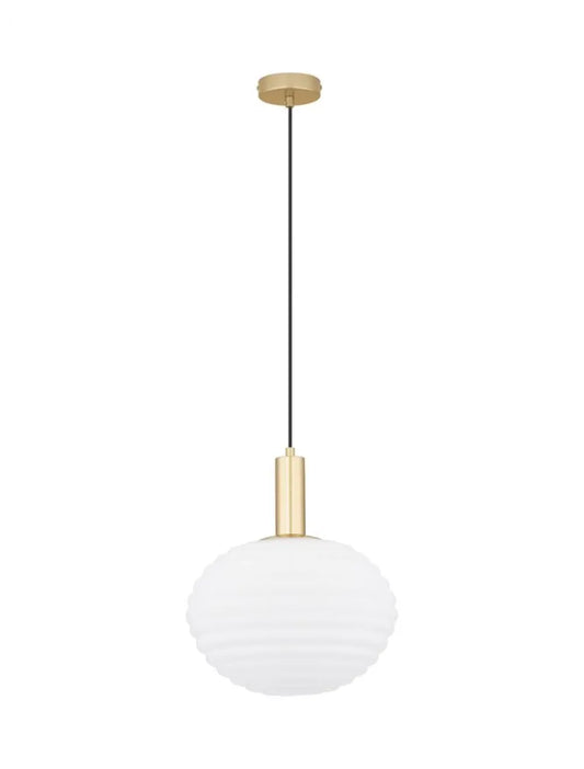 Pendul structura din Metal Auriu si abajur din Sticla Alb H120xL32cm IP20 ALLEN