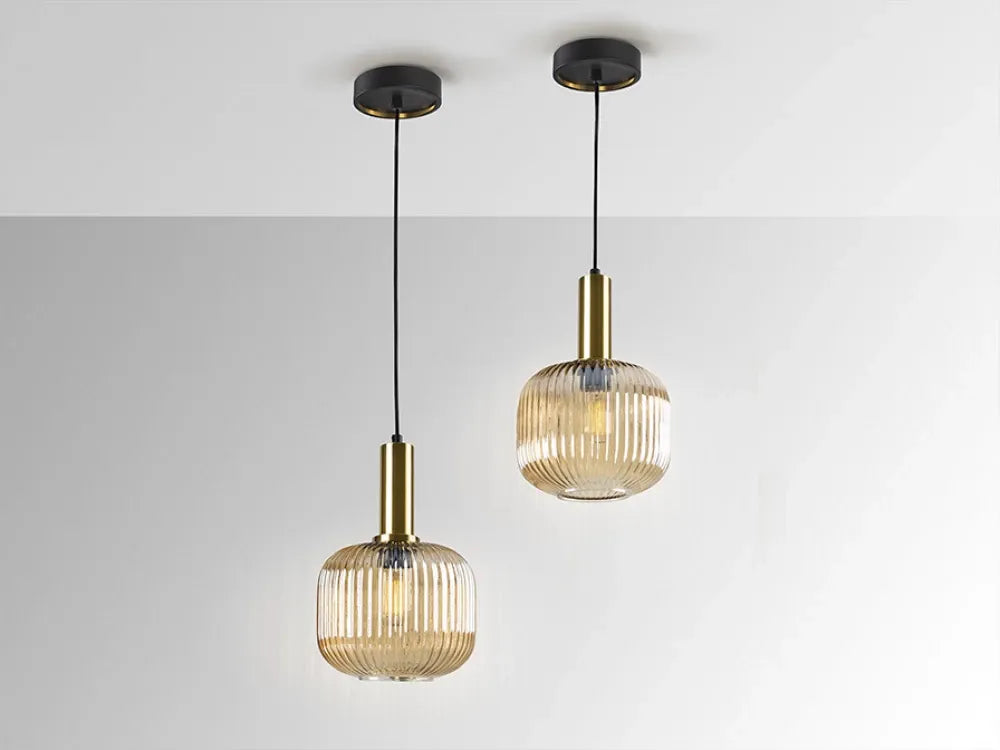 Pendul din Metal Negru si Sticla Auriu D20xH200cm Norma