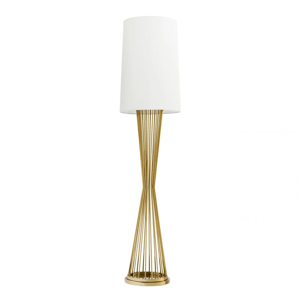 Lampa de podea din Metal Auriu si Stofa Crem H172.5xD40cm Holmes Eichholtz