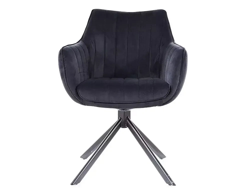 Scaun tapitat cu Catifea Negru cu picioare din Metal Negru H86xL61xA44cm Azalia