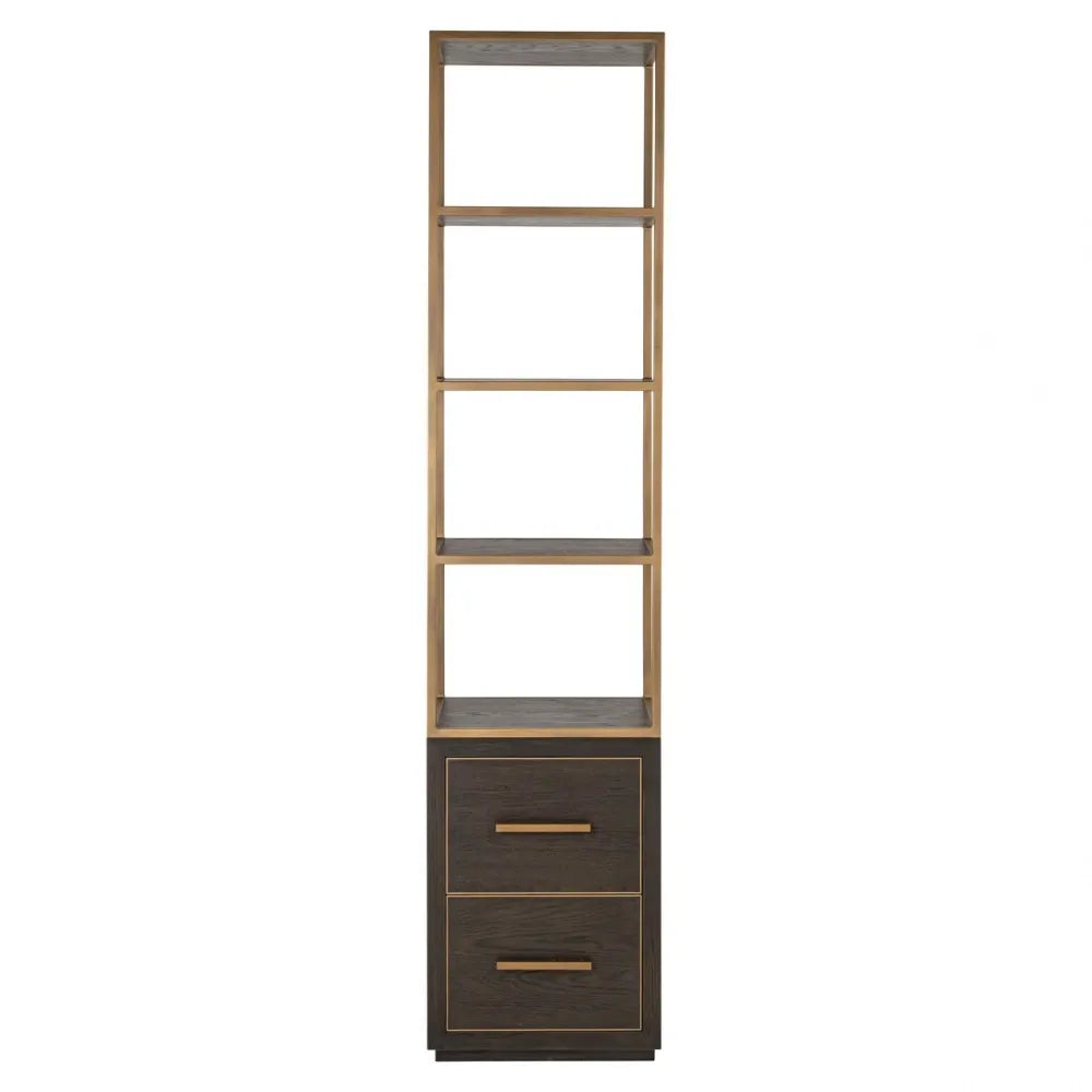 Etajera cu sertare din Lemn de stejar/Metal Maro/Alama si Lemn de stejar Maro L50xH220cm Carter Richmond interiors