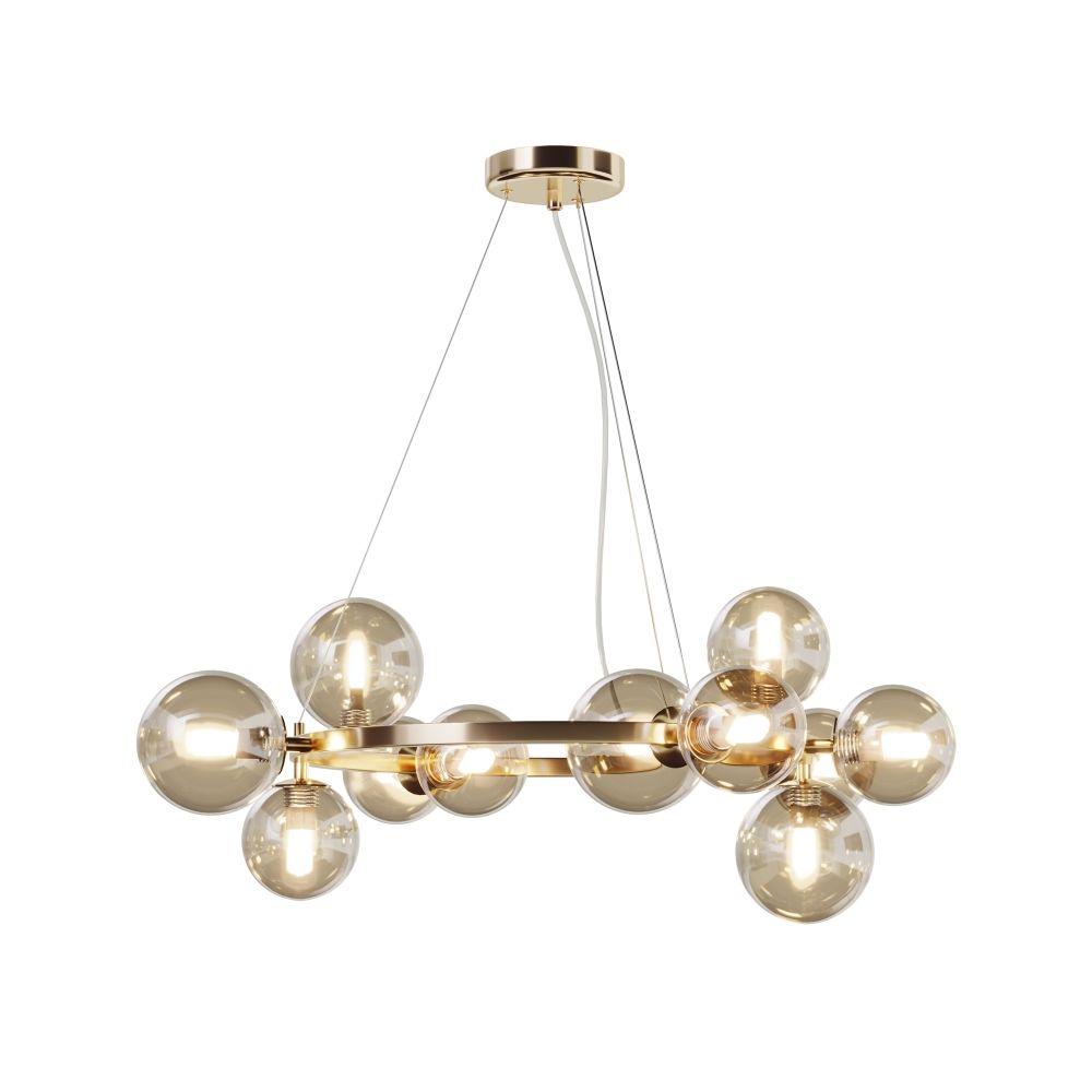 Lustra din Metal si Sticla Auriu/Crem cu 11 becuri G9 28W D67xH137cm Dallas