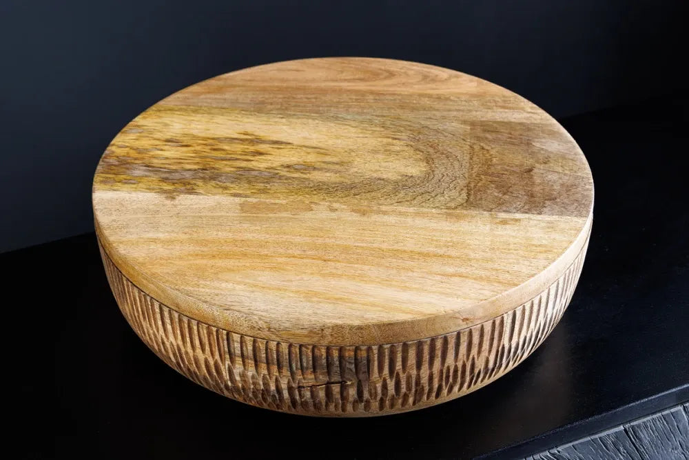 Bol decorativ cu capac din Lemn de mango wood Maro H12xD38cm Pure Nature