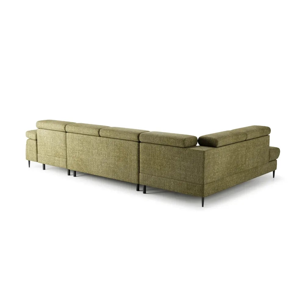 Colat U extensibil tapitat cu Chenille Verde cu lada depozitare Cordoba III