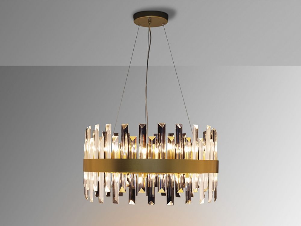 Candelabru din Metal si Sticla Auriu Transparent H120xD55cm Grace