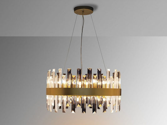 Candelabru din Metal si Sticla Auriu Transparent H120xD55cm Grace