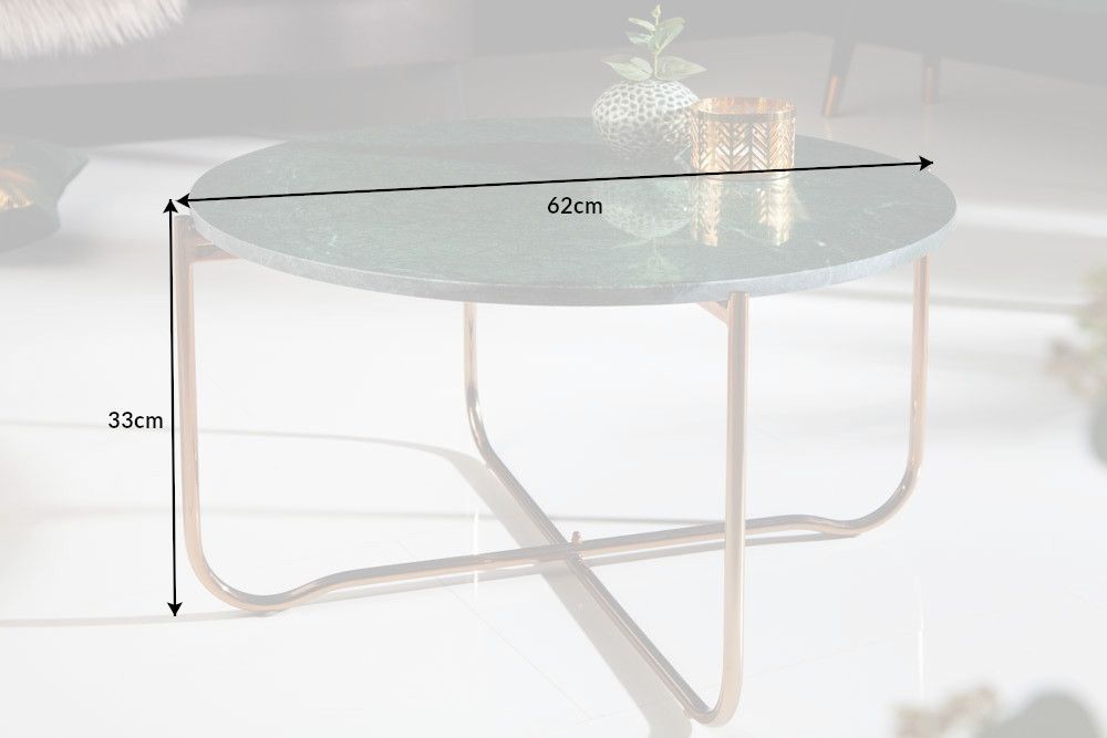 Masuta de cafea Rotunda din Marmura si Metal Verde/Auriu D62xH33cm Noble