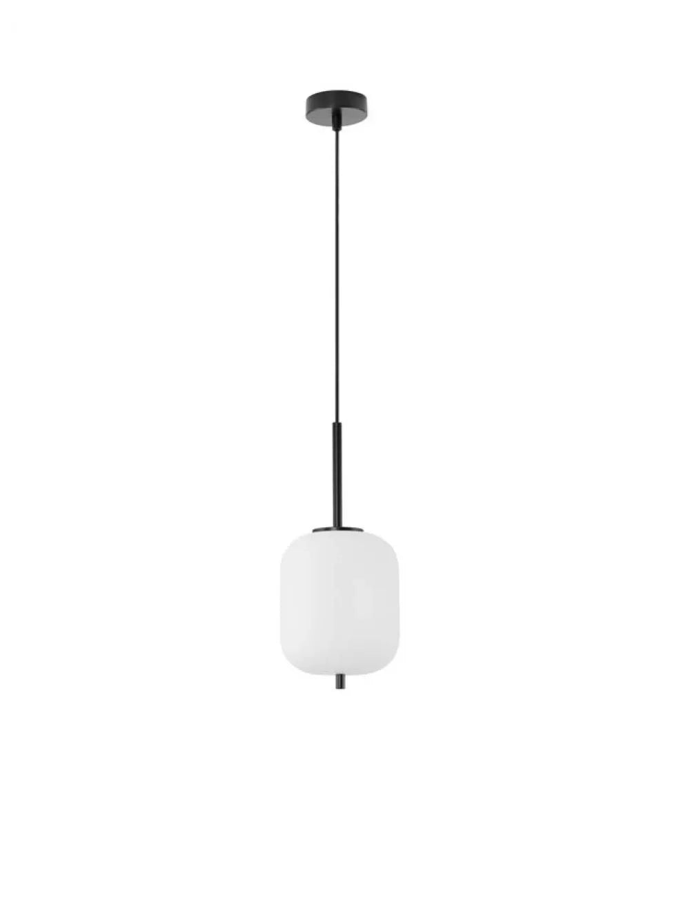 Pendul structura din Metal Negru si abajur din Sticla Alb H120xL16.5cm IP20 LATO