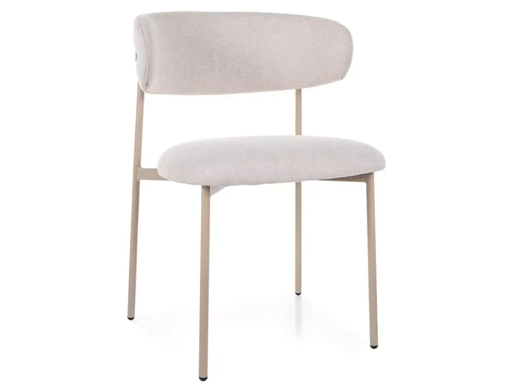 Set 2 scaune din Stofa Bej deschis si Metal Bej Hx80Lx56xA58cm Elton