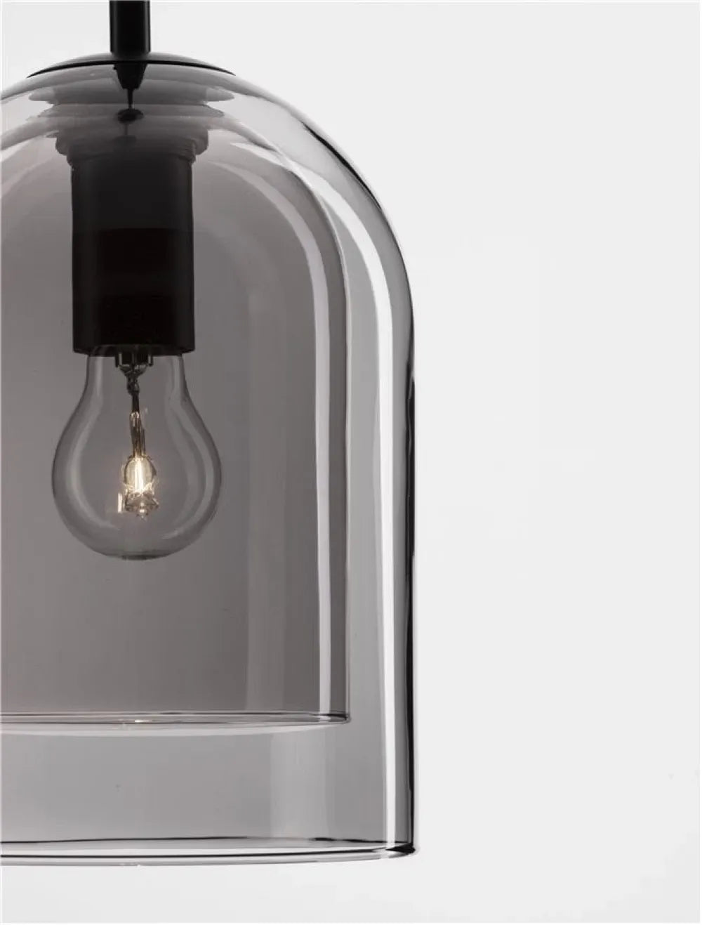 Pendul structura din Metal Negru si abajur din Sticla Fumuriu H240xL18cm IP20 VELOR