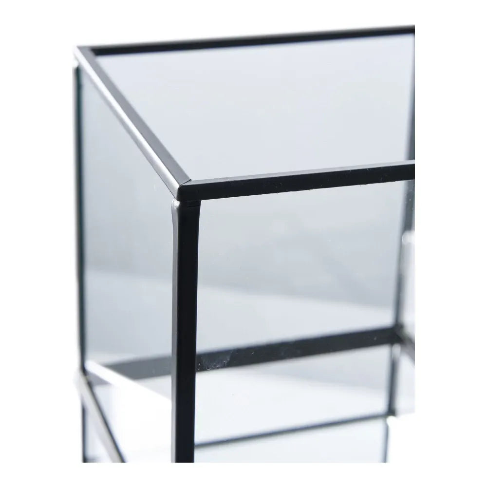 Suport lumanare din Metal/Sticla Negru/Transparent H15xL12cm Hurricane