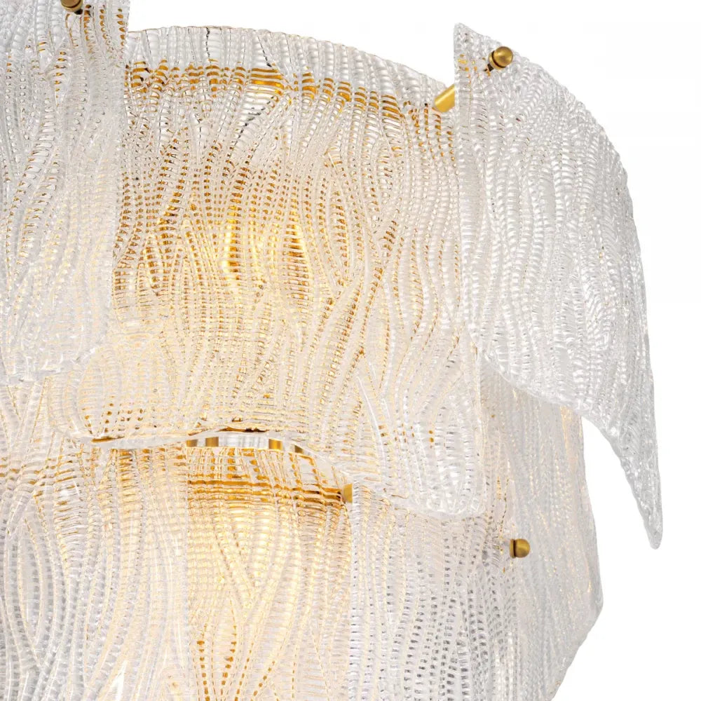 Candelabru din Otel inoxdabil Alama atichizata si Sticla texturata Transparent H60xD61cm Asinara S Eichholtz