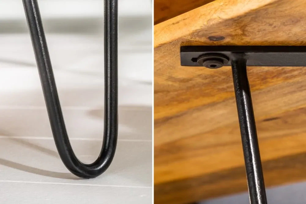 Masuta de cafea Dreptunghiulara din Lemn masiv de mango Maro si Metal Negru L100xH45cm Scorpion