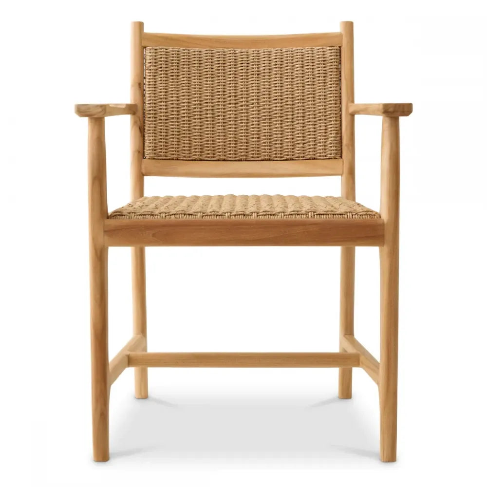 Scaun cu brate de exterior din Lemn de tec Maro si Polietilena Maro H84xL61xA54cm Pivetti Eichholtz
