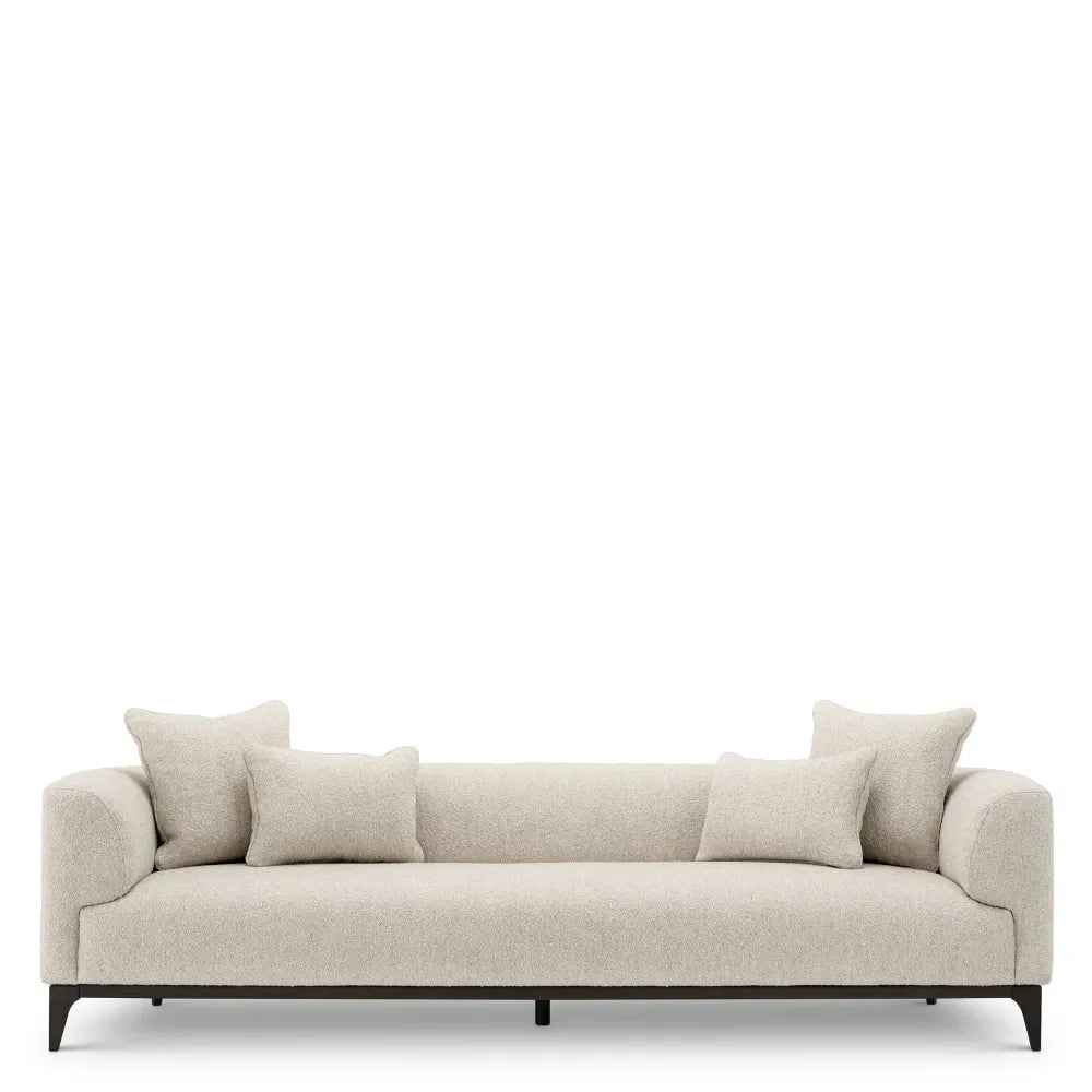 Canapea tapitat cu Stofa boucle Alb L263xA92xH70cm Brannan Eichholtz