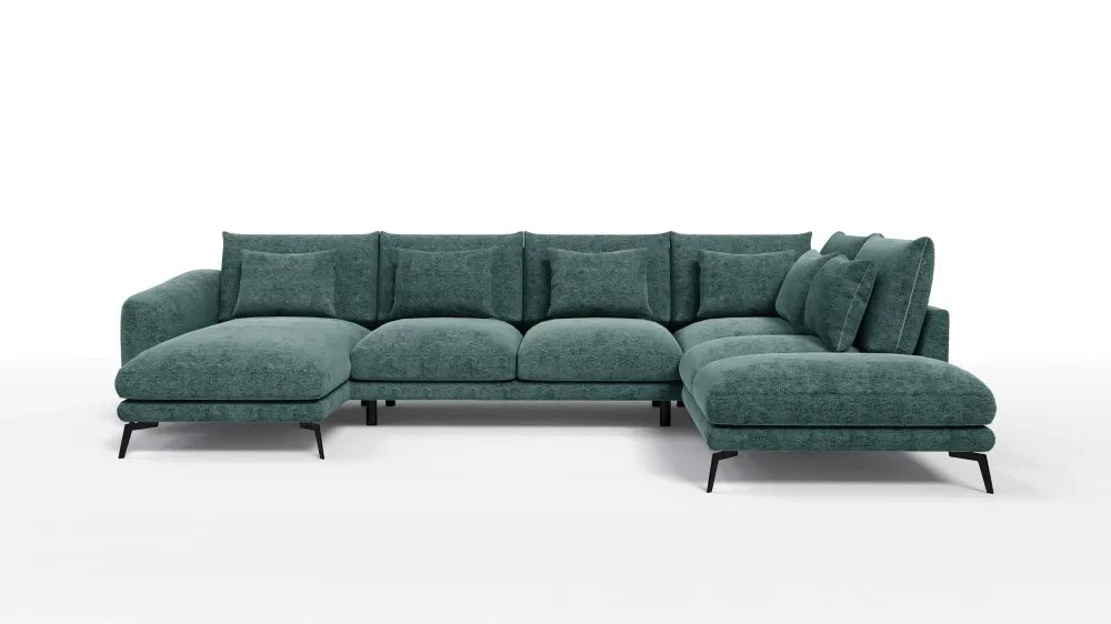 Coltar in forma de U tapitat cu Chenille Verde Sajma 11 L377x228cm Aspen