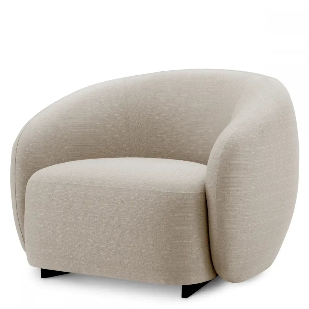 Fotoliu de exterior din Metal Negru si Stofa Bej H52xL100xA88cm Brice Eichholtz