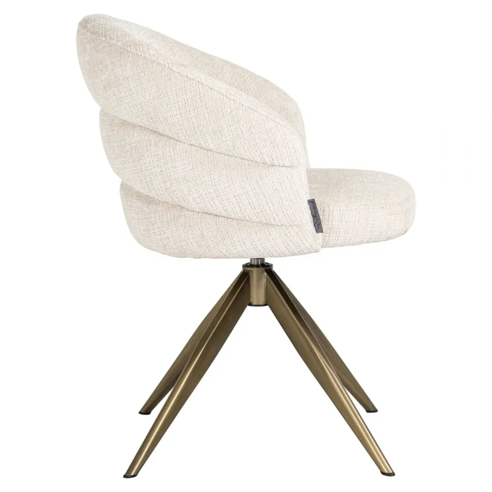 Scaun tapitat cu Chenille Bej cu picioare din Metal Auriu H79xL60xA61cm Zendaya Richmond Interiors