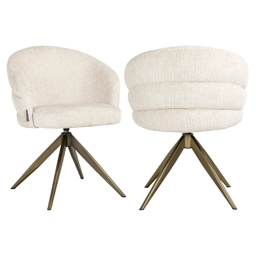 Scaun tapitat cu Chenille Bej cu picioare din Metal Auriu H79xL60xA61cm Zendaya Richmond Interiors