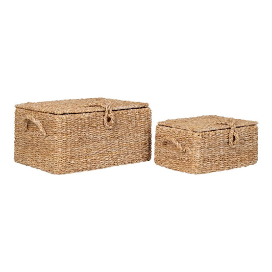 Set 2 cutii depozitare impletite natural Maro H15/20xL22/28cm Bogra