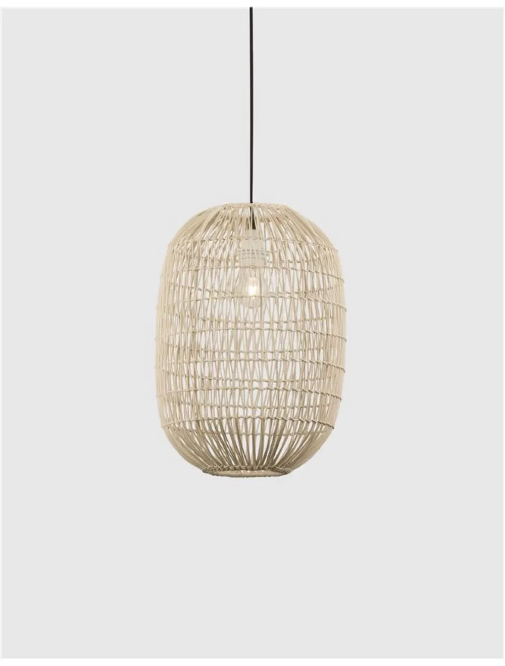 Pendul structura din Metal Negru si abajur din Ratan Bej H250xL30cm IP20 MELODY