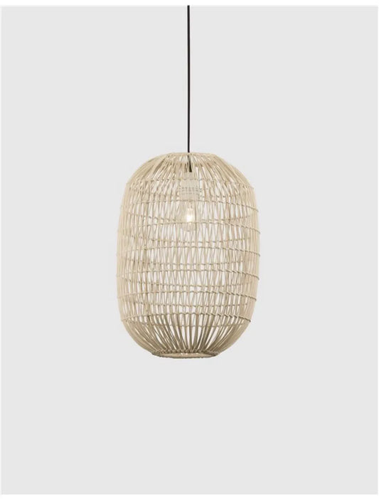 Pendul structura din Metal Negru si abajur din Ratan Bej H250xL30cm IP20 MELODY