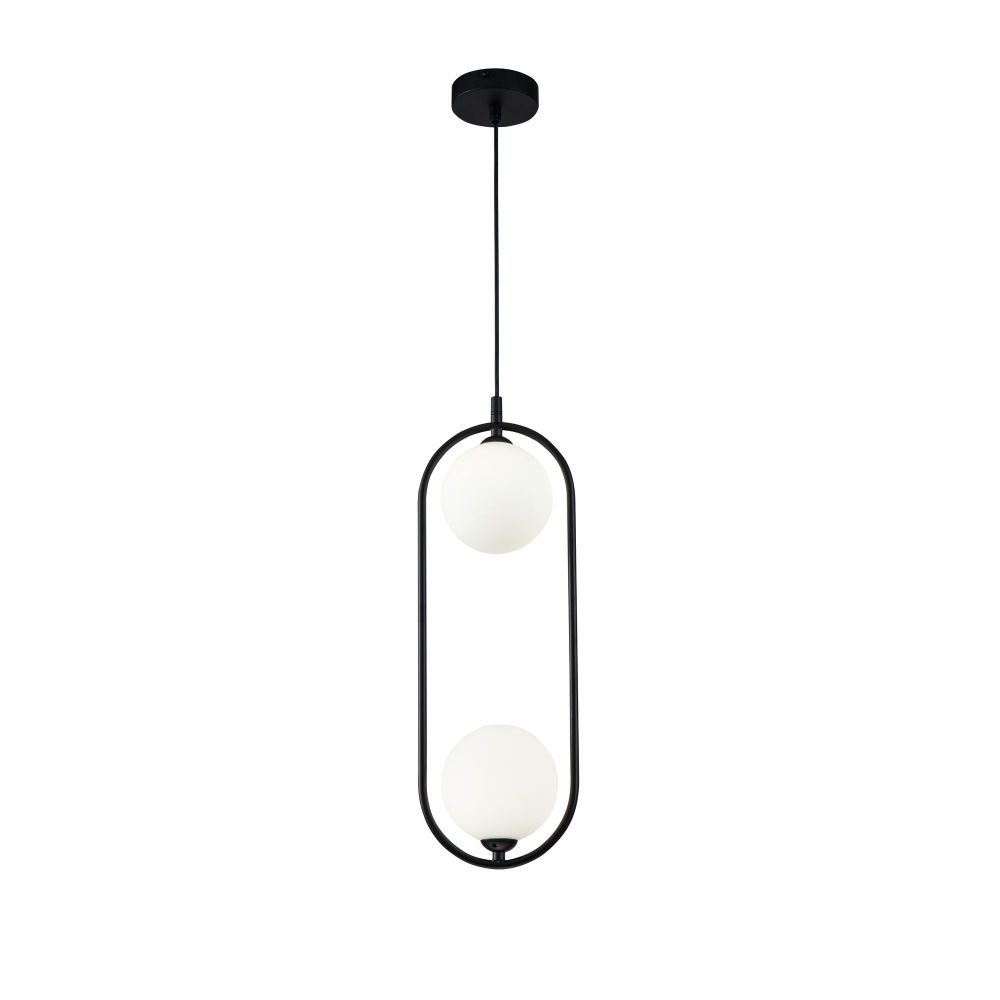 Pendul cu inaltime reglabila din Sticla Alb cu 2 becuri L17x12xH204cm Ring