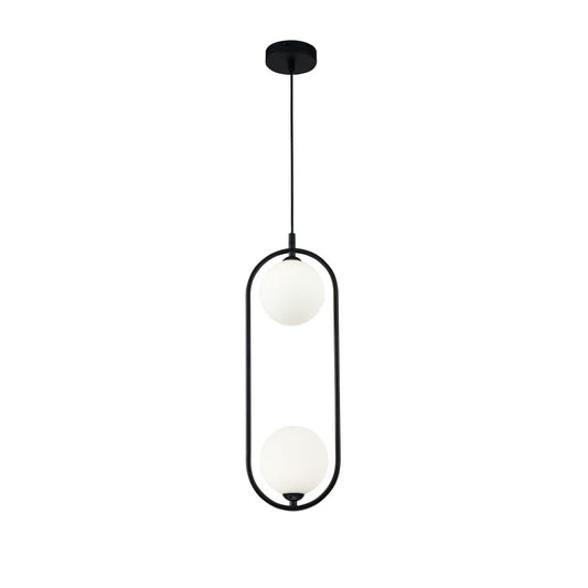 Pendul cu inaltime reglabila din Sticla Alb cu 2 becuri L17x12xH204cm Ring