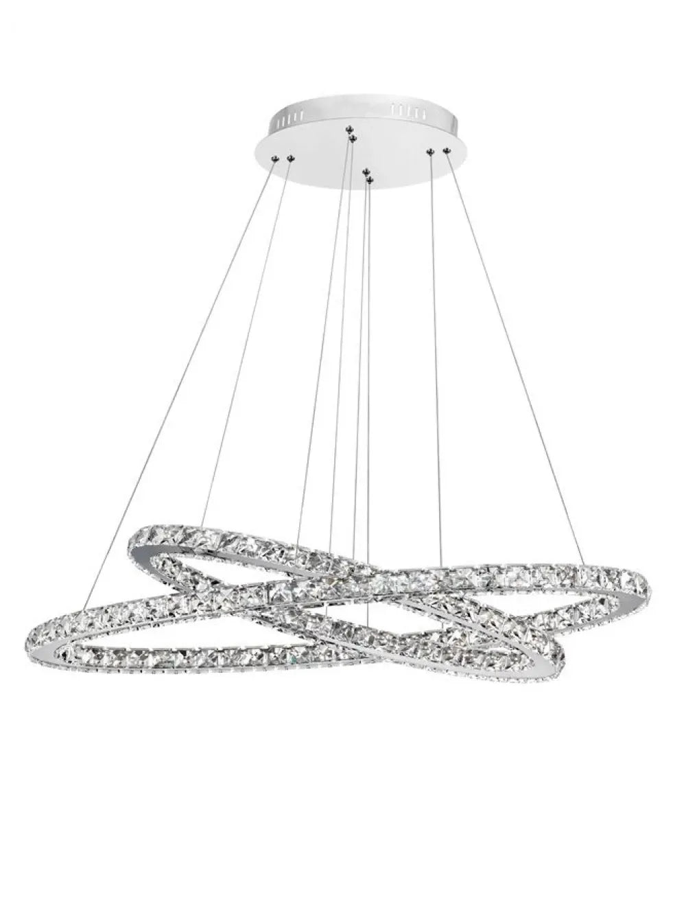 Lustra structura din Aluminiu Argintiu si abajur din Cristal Transparent H120xL85cm IP20 50W 3120lm 3500k CELINE