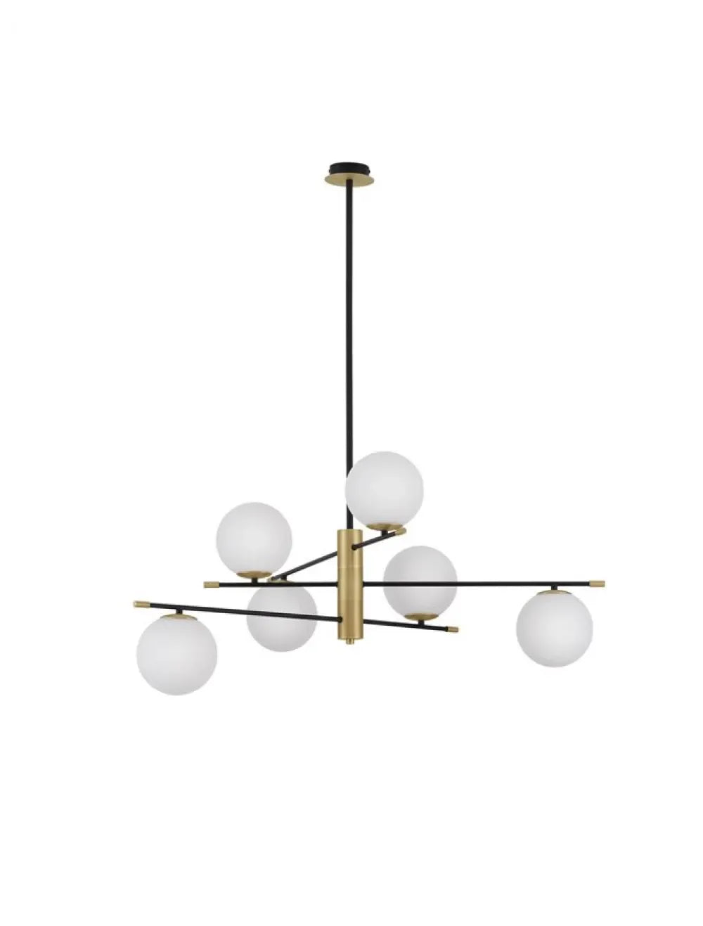 Lustra structura din Metal Negru/Auriu si abajur din Sticla Alb H120xL100cm IP20 GIT