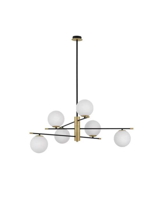Lustra structura din Metal Negru/Auriu si abajur din Sticla Alb H120xL100cm IP20 GIT