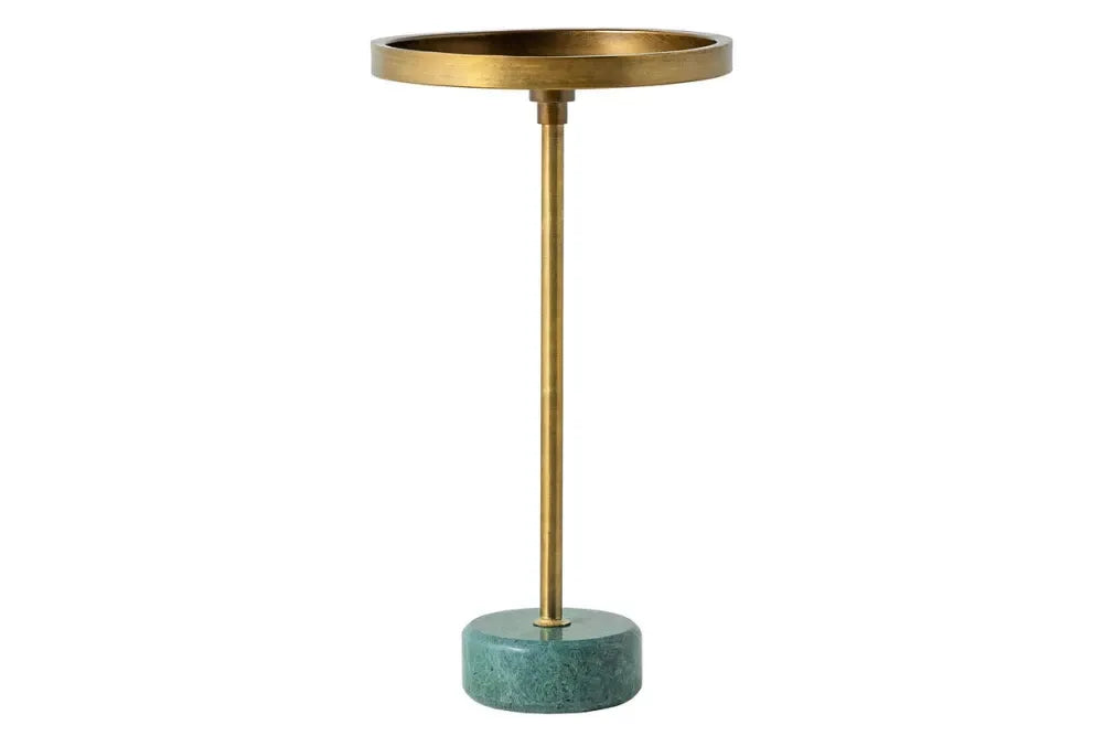 Masuta laterala din Metal Alama si Metal/Marmura Verde L30xH56cm Trayful