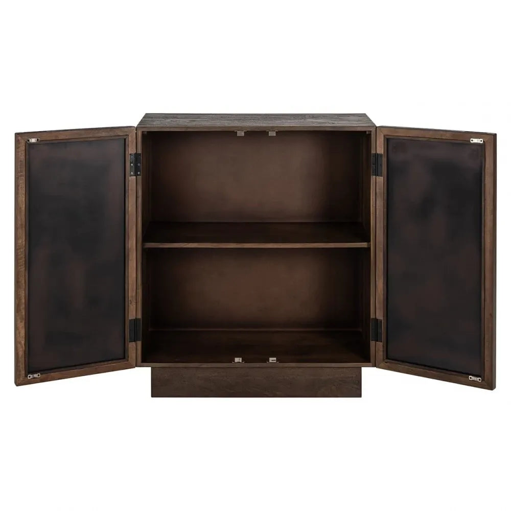 Comoda 2 usi cu insertii de oglinda din Lemn de mango Maro L80xH91.5cm Bryant Richmond Interiors