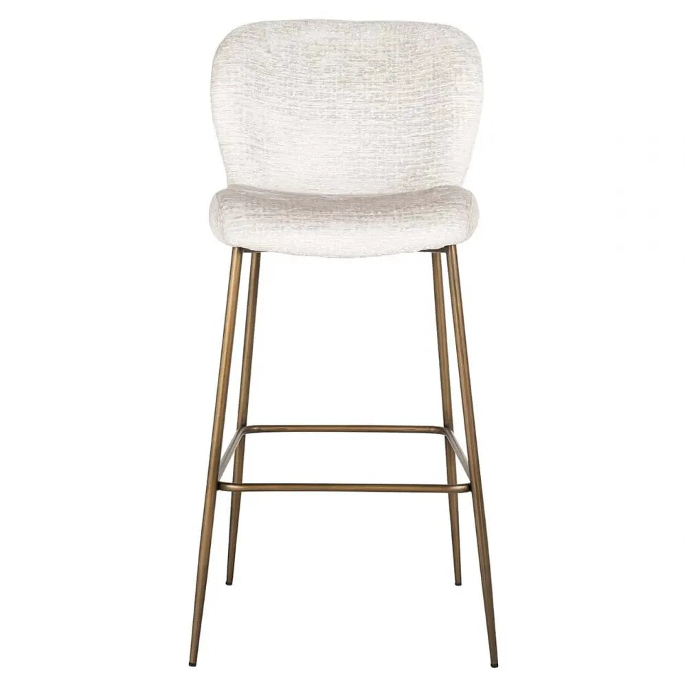 Scaun de Bar tapitat cu Stofa Crem cu picioare din Metal Alama H105xL51xA54cm Darby Richmond Interiors