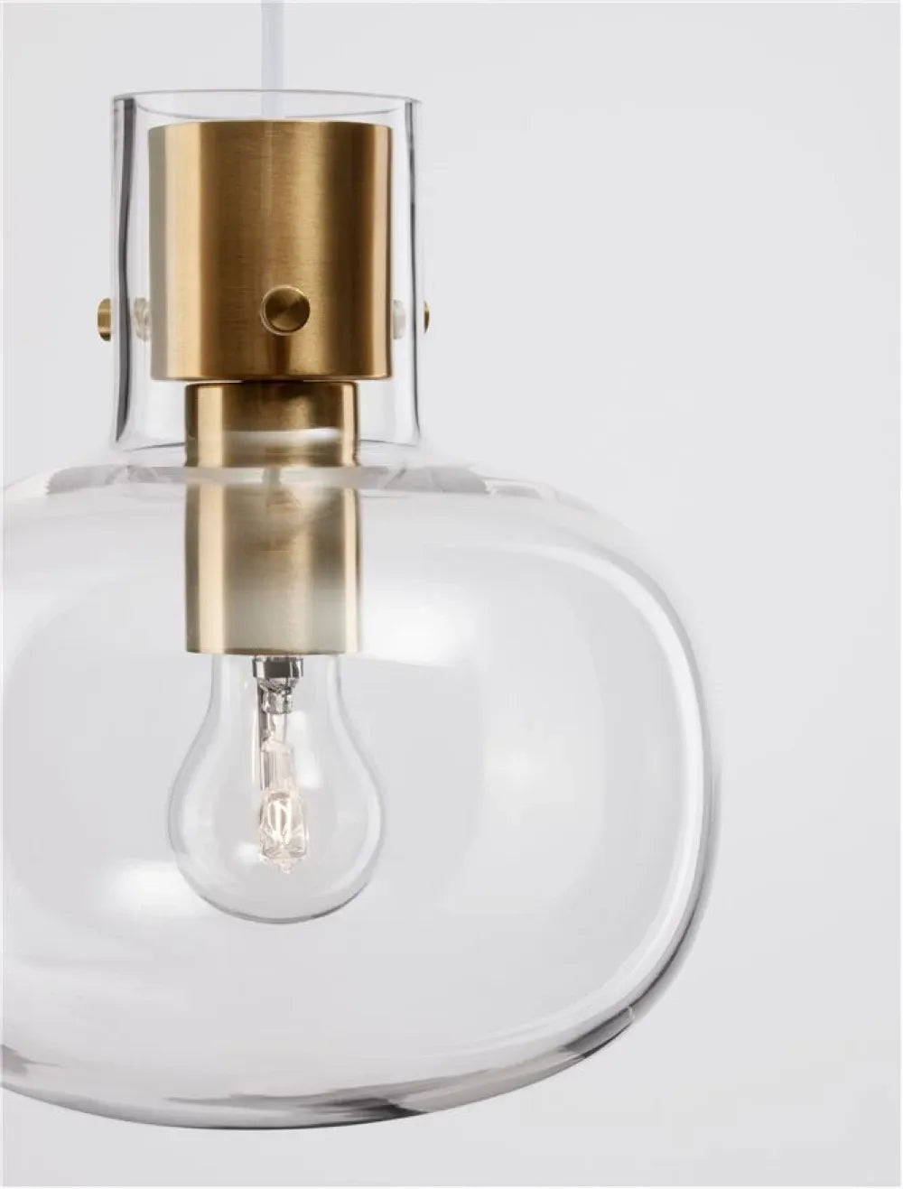 Pendul structura din Metal Alama si abajur din Sticla Transparent H228xL22cm IP20 CINZIA