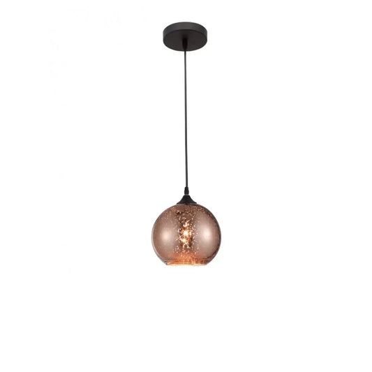 Pendul structura din Metal Negru si abajur din Sticla Cupru H130xL18cm IP20 BLAZE